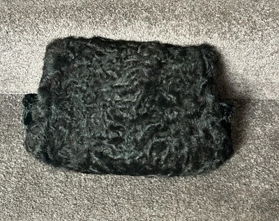 Bolso sin asas bolso negro manguito calentador de manos imitación piel lanuda vintage Foto 1 de 4