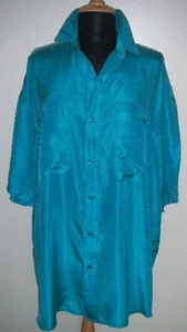 Designer Seidenhemd, auch f Damen Halbarm, Türkis XL (eher 50-52) - Bild 1 von 3