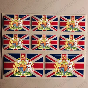 Union Jack with Queens Royal Crest Stickers UK UJ United Kingdom 3D Gel Sticker - Picture 1 of 1
