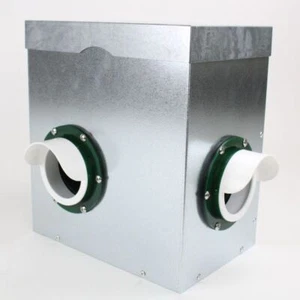 Futterautomat 12 kg mit Bullauge gegen Futterverschwendung - aus Metall - Bild 1 von 5