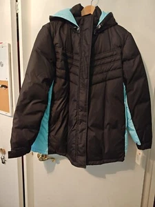 NEW Women's Warm Down Coat Black/Blue - Picture 1 of 7