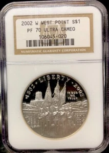 2002 WEST POINT Silver $1 NGC PF70💥FLAWLESS COIN💥 - Picture 1 of 5