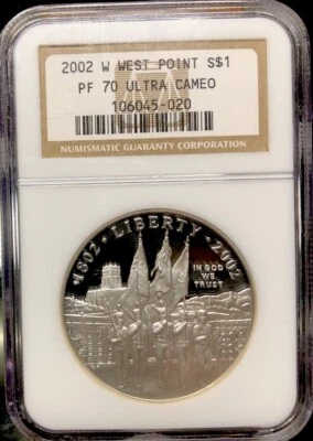 2002 WEST POINT Silver $1 NGC PF70💥FLAWLESS COIN💥 - Image 1 of 4