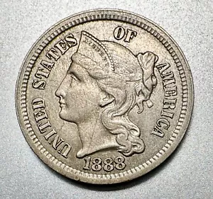 1888 3 CENT NICKEL HIGHER GRADE KEY DATE #8034 - Picture 1 of 2