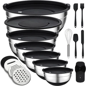 Mixing Bowls with Lids Set, 7 Pcs Stainless Steel Mixing Bowls with 3 Grater ... - Picture 1 of 1
