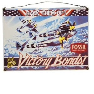 Ande Rooney Victory Bonds Porcelain Enamel Sign 12"x6" WWII P-38 Aircraft – 1998 - Picture 1 of 7