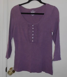 Old Navy. Purple, long sleeve button up front pullover top, size M - Picture 1 of 3