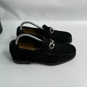 Salvatore Ferragamo Herren Diego schwarz Wildleder Pferd Gebiss Halbschuhe US 7,5 - Bild 1 von 9