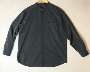 Brandini Band Collar Black Faux Suede Chamois Hidden Button Long Sleeve XL - Picture 1 of 11