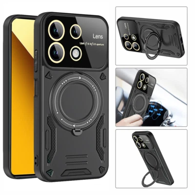Funda de teléfono resistente con soporte de anillo duro magnético serie "All" para Redmi y Xiaomi Foto 1 de 4