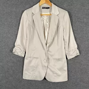 Face Off Jacket Womens 10 Silver Blazer Formal Office Evening Vintage Y2K 2000s - Picture 1 of 11