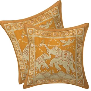 Juego de 2 cojines de almohada de brocado bohemio elefante indio 30x30 cm - Imagen 1 de 6