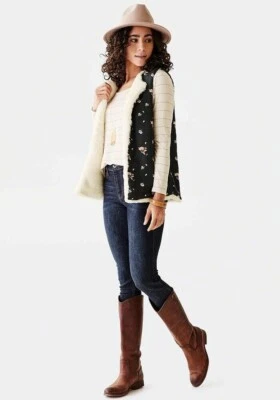 NUEVO CON ETIQUETAS CHALECO REVERSIBLE MATILDA JANE XL DÍAS DE NIEVE MARFIL PIEL SINTÉTICA Y ABRIGO NEGRO Foto 1 de 4