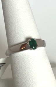 NATURAL .21CT EMERALD SOLITAIRE 10K WHTE GOLD RING - Picture 1 of 4