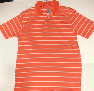 PGA Tour Mens Polo Golf Airflux Short Sleeve Shirt Striped Size L Orange - Picture 1 of 6