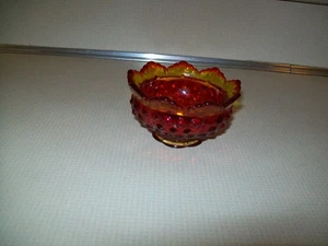Fenton Glass Orange Amberina Hobnail Pattern BASE ONLY for 2 Pc. Fairy Light - Picture 1 of 8
