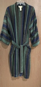 Accappatoio vintage Christian Dior uomo OS Terry a righe leggendario retrò abbigliamento lounge - Foto 1 di 9
