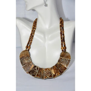 TIBETAN HANDCRAFTED 8 AUSPICIOUS SYMBOLS CARVED YAK BONE AMULET NECKLACE - Picture 1 of 7