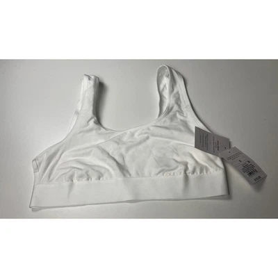 Auden Womens White Cotton Blend Unlined Scoop Neck Bralette S NWT - Image 1 of 4