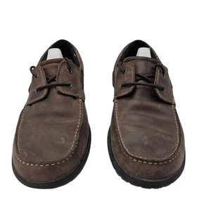 Crocs Shoes Mens 10.5 Brown Leather Shaw Boat Triple Comfort Casual Dress 202081 - Picture 1 of 12