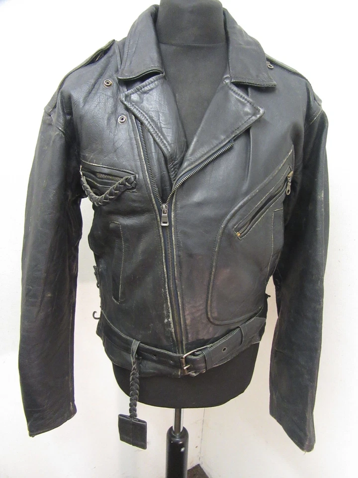 VINTAGE JOE ROCKET LEATHER MOTORCYCLE JACKET SIZEM 2.3KG, LINER AND PATINA - Image 1 of 4