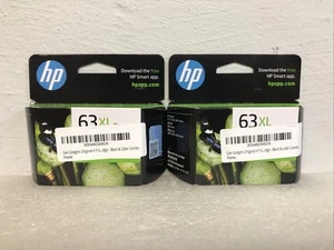 HP Oryginalny 63XL Czarny 63XL Kolorowy wkład atramentowy Pakiet kombi 12/2025 Nowy zapieczętowany - Zdjęcie 1 z 5