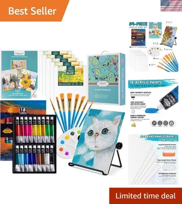 Conjunto completo de arte infantil com 5 telas, 18 tintas e pincéis - presente ideal - Imagem 1 de 4