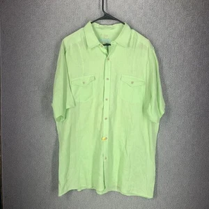 Islander Shirt Mens Large Mint Green 100% Linen Hawaiian Resort Club Casual - Picture 1 of 5