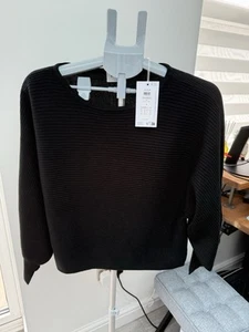 Vila Long Sleeves Boatneck Knit Pullover Black Small - Picture 1 of 5