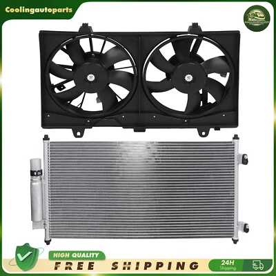 AC Condenser & Radiator Condenser Cooling Fan Assembly For 2007-12 Nissan Sentra Foto 1 de 4