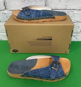 Sandalia de mezclilla Kalso Serenity tacón negativo tela deslizante para mujer talla 9 - Imagen 1 de 13