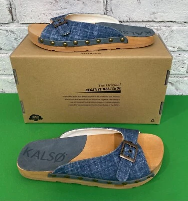 Kalso Serenity Negative Heel Earth Sandal Denim fabric slide Women's Size 9 - Image 1 of 4
