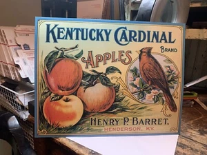 Metal Retro Sign Kentucky Cardinal Brand Apples Henry P Barret - Picture 1 of 1