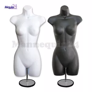 Juego de torso femenino maniquí negro y blanco con soporte para mujer formas de vestir - Imagen 1 de 5