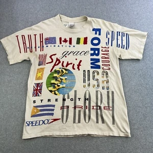 Vintage Speedo Shirt Mens Large White AOP Sports Triathlon Graphic Casual Adult - Picture 1 of 12