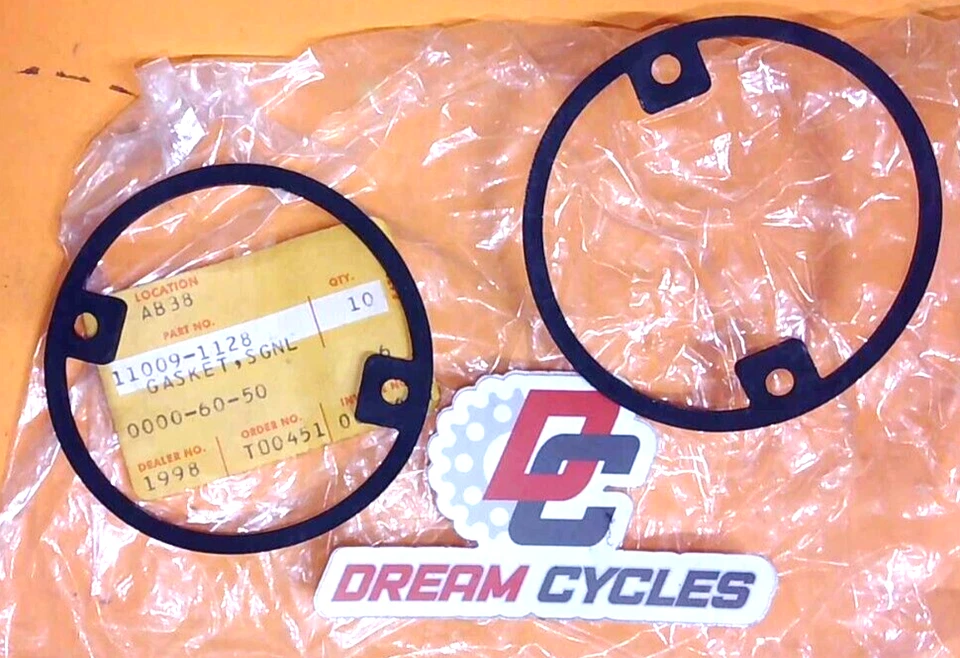 Nuevo de Lote Antiguo Kawasaki OEM Lámpara de Señal Lente Juntas 2 piezas 1980-1982 KE175 KE125 11009-1128 Foto 1 de 1