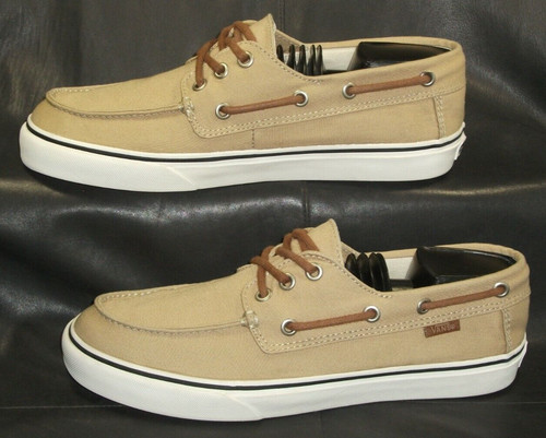 Scarpe mocassini VANS kaki da uomo in tela marrone chiaro casual Oxford stringate taglia US 7 5