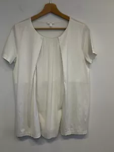 COS White Pleat Front Short Sleeves Women’s Blouse Top Small S Work Office - Picture 1 of 6