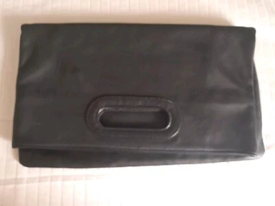 Bolso sin asas plegable de cuero negro con cremalleras nuevo sin etiquetas Stone Mountain precioso Foto 1 de 4