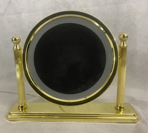 Espejo tocador de maquillaje vintage lupa latón dorado mesa años 90 - Imagen 1 de 12