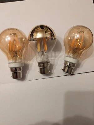 B22 PHILIPS Dimmable 7.5W  Globe Bulb 220-240V set of 2 + LED Half Chrome Light  - Image 1 of 4