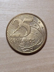 Brazil 25 centavos coin, 2008. KM# 650, bronze-plated steel. Manuel Deodoro. - Picture 1 of 4