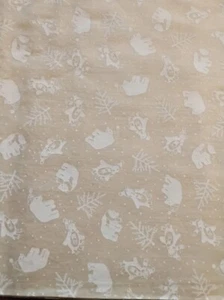Vntg Sewing Cotton Winter Christmas White Polar Bears ☆ 1-2/3 yds  (153) - Picture 1 of 3