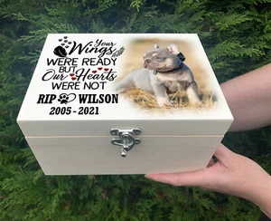 Wooden memory box or urn casket for pet dog, Memorial keepsake box, Dog loss. - Picture 1 of 12