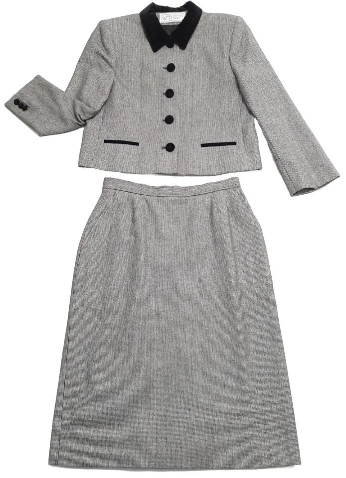 Conjunto de 2 piezas de terciopelo blazer falda pata de gallo talla 10 Evan Picone Petites de colección Foto 1 de 4