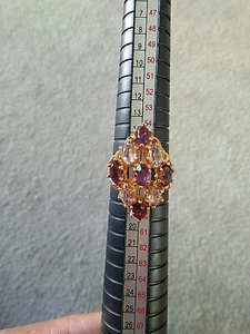 Vintage Vargas signierter 18kt HGE Faux Amethyst Cluster Ring, Größe 8 - Bild 1 von 18