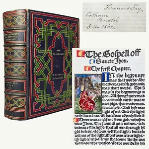 Francis Fry 1526 Tyndale New Testament Vellum Illuminated Zaehnsdorf Bible - Picture 1 of 19