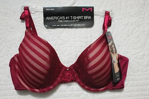 NEW WOMENS MAIDENFORM DEMI BRA STYLE 09415 BLUE OR RED 34 36 38 B C NWT $34 - Picture 1 of 22