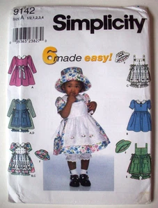 EASY  Toddler dress pinafore panties hat pattern 9142 size 1/2 1 2 3 4  UNCUT - Picture 1 of 2