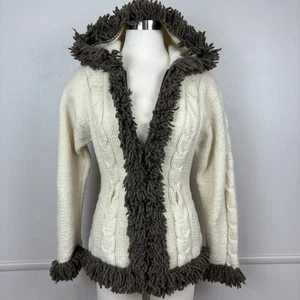 Amano Artesanias Wool Handmade Hooded Cardigan Sweater Zip-Up Sz M Vintage Boho - Picture 1 of 23